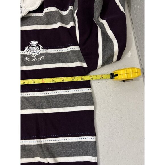 Rugby Nations Scotland striped polo long sleeve purple gray men small - Picture 13 of 14